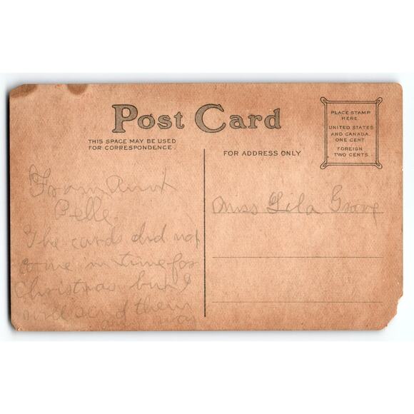 Vintage Santa Claus Christmas Bell Postcard with Holly & Berries - Picture 2 of 2